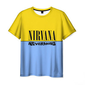 Мужская футболка 3D с принтом Nirvana nevermino в Новосибирске, 100% полиэфир | прямой крой, круглый вырез горловины, длина до линии бедер | cobain | kurt | nevermino | nirvana | альтернативный | гранж | грол | группа | дональд | кобейн | курт | музыка | надпись | нервана | нирвана | новоселич | певец | рок | смайл | смайлик | солист