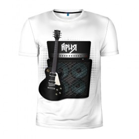 Мужская футболка 3D спортивная с принтом Ария в Новосибирске, 100% полиэстер с улучшенными характеристиками | приталенный силуэт, круглая горловина, широкие плечи, сужается к линии бедра | aria | band | metal | music | rock | ария | атрибутика | метал | музыка | рок