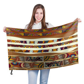 Флаг 3D с принтом Африканская мозаика в Новосибирске, 100% полиэстер | плотность ткани — 95 г/м2, размер — 67 х 109 см. Принт наносится с одной стороны | afrika | pattern | африка | африканские мотивы | африканские узоры | солнце | узор | этника | южный континент