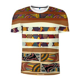 Мужская футболка 3D спортивная с принтом Африканская мозаика в Новосибирске, 100% полиэстер с улучшенными характеристиками | приталенный силуэт, круглая горловина, широкие плечи, сужается к линии бедра | afrika | pattern | африка | африканские мотивы | африканские узоры | солнце | узор | этника | южный континент