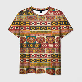 Мужская футболка 3D с принтом Африканский паттерн в Новосибирске, 100% полиэфир | прямой крой, круглый вырез горловины, длина до линии бедер | afrika | pattern | африка | африканские мотивы | африканские узоры | солнце | узор | этника | южный континент