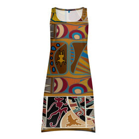 Платье-майка 3D с принтом Africa Style в Новосибирске, 100% полиэстер | полуприлегающий силуэт, широкие бретели, круглый вырез горловины, удлиненный подол сзади. | afrika | pattern | африка | африканские мотивы | африканские узоры | солнце | узор | этника | южный континент