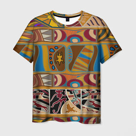 Мужская футболка 3D с принтом Africa Style в Новосибирске, 100% полиэфир | прямой крой, круглый вырез горловины, длина до линии бедер | afrika | pattern | африка | африканские мотивы | африканские узоры | солнце | узор | этника | южный континент