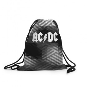Рюкзак-мешок 3D с принтом AC/DC rock band в Новосибирске, 100% полиэстер | плотность ткани — 200 г/м2, размер — 35 х 45 см; лямки — толстые шнурки, застежка на шнуровке, без карманов и подкладки | ac dc | logo | music | pop | rock | usa | альтернатива | америка | металл | музыка | музыкальный | поп | рок