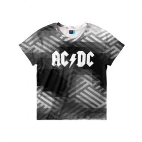 Детская футболка 3D с принтом AC/DC rock band в Новосибирске, 100% гипоаллергенный полиэфир | прямой крой, круглый вырез горловины, длина до линии бедер, чуть спущенное плечо, ткань немного тянется | ac dc | logo | music | pop | rock | usa | альтернатива | америка | металл | музыка | музыкальный | поп | рок