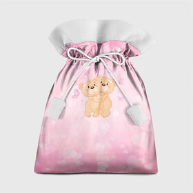 Подарочный 3D мешок с принтом Мишки в Новосибирске, 100% полиэстер | Размер: 29*39 см | angel | heart | love | valentines day | амур | ангел | бабочки | купидон | любовь | медведь | сердце