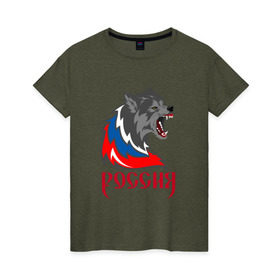 Женская футболка хлопок с принтом Россия 2018-7 в Новосибирске, 100% хлопок | прямой крой, круглый вырез горловины, длина до линии бедер, слегка спущенное плечо | 