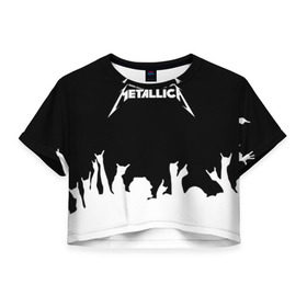 Женская футболка 3D укороченная с принтом Metallica в Новосибирске, 100% полиэстер | круглая горловина, длина футболки до линии талии, рукава с отворотами | metallica | группа | джеймс хэтфилд | кирк хэмметт | ларс ульрих | метал | металика | металлика | миталика | музыка | роберт трухильо | рок | трэш | трэшметал | хард | хардрок | хеви | хевиметал