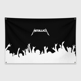 Флаг-баннер с принтом Metallica в Новосибирске, 100% полиэстер | размер 67 х 109 см, плотность ткани — 95 г/м2; по краям флага есть четыре люверса для крепления | metallica | группа | джеймс хэтфилд | кирк хэмметт | ларс ульрих | метал | металика | металлика | миталика | музыка | роберт трухильо | рок | трэш | трэшметал | хард | хардрок | хеви | хевиметал