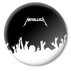 Значок с принтом Metallica в Новосибирске,  металл | круглая форма, металлическая застежка в виде булавки | metallica | группа | джеймс хэтфилд | кирк хэмметт | ларс ульрих | метал | металика | металлика | миталика | музыка | роберт трухильо | рок | трэш | трэшметал | хард | хардрок | хеви | хевиметал