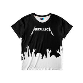 Детская футболка 3D с принтом Metallica в Новосибирске, 100% гипоаллергенный полиэфир | прямой крой, круглый вырез горловины, длина до линии бедер, чуть спущенное плечо, ткань немного тянется | Тематика изображения на принте: metallica | группа | джеймс хэтфилд | кирк хэмметт | ларс ульрих | метал | металика | металлика | миталика | музыка | роберт трухильо | рок | трэш | трэшметал | хард | хардрок | хеви | хевиметал