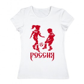 Женская футболка хлопок с принтом Россия 2018-10 в Новосибирске, 100% хлопок | прямой крой, круглый вырез горловины, длина до линии бедер, слегка спущенное плечо | 