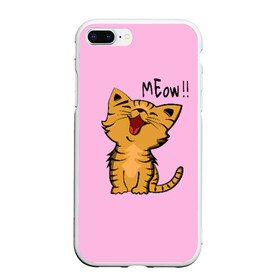 Чехол для iPhone 7Plus/8 Plus матовый с принтом Meow !! в Новосибирске, Силикон | Область печати: задняя сторона чехла, без боковых панелей | Тематика изображения на принте: cat | pussy | smile | киска | котёнок | кошка | мяу | улыбка