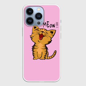 Чехол для iPhone 13 Pro с принтом Meow в Новосибирске,  |  | Тематика изображения на принте: cat | pussy | smile | киска | котёнок | кошка | мяу | улыбка