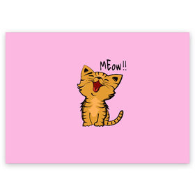 Поздравительная открытка с принтом Meow !! в Новосибирске, 100% бумага | плотность бумаги 280 г/м2, матовая, на обратной стороне линовка и место для марки
 | Тематика изображения на принте: cat | pussy | smile | киска | котёнок | кошка | мяу | улыбка