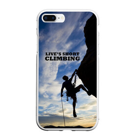 Чехол для iPhone 7Plus/8 Plus матовый с принтом climbing в Новосибирске, Силикон | Область печати: задняя сторона чехла, без боковых панелей | adrenaline | extreme | hiking | mountaineering | mountains | risk | rocks | sport | адреналин | альпинизм | высота | горы | риск | скалолазание | скалы | спорт | туризм | экстрим