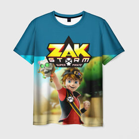Мужская футболка 3D с принтом Zak Storm_2 в Новосибирске, 100% полиэфир | прямой крой, круглый вырез горловины, длина до линии бедер | zak storm | дети | зак шторм | мультик | мультики | мультфильм | мультфильмы | сёрфинг
