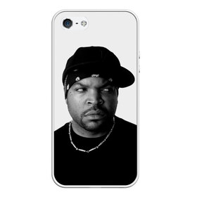 Чехол для iPhone 5/5S матовый с принтом Ice Cube в Новосибирске, Силикон | Область печати: задняя сторона чехла, без боковых панелей | cube | hiphop | ice | legend | nwa | rap | рэп