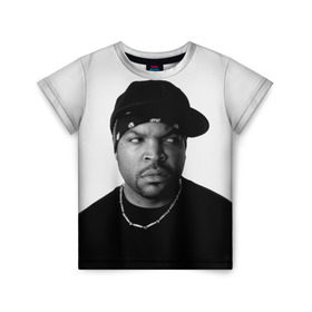 Детская футболка 3D с принтом Ice Cube в Новосибирске, 100% гипоаллергенный полиэфир | прямой крой, круглый вырез горловины, длина до линии бедер, чуть спущенное плечо, ткань немного тянется | Тематика изображения на принте: cube | hiphop | ice | legend | nwa | rap | рэп