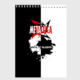 Скетчбук с принтом Until it sleeps Metallica в Новосибирске, 100% бумага
 | 48 листов, плотность листов — 100 г/м2, плотность картонной обложки — 250 г/м2. Листы скреплены сверху удобной пружинной спиралью | metallica | группа | джеймс хэтфилд | кирк хэмметт | ларс ульрих | м | метал | металика | металлика | миталика | музыка | роберт трухильо | рок | трэш | трэшметал | хард | хардрок | хеви | хевиметал