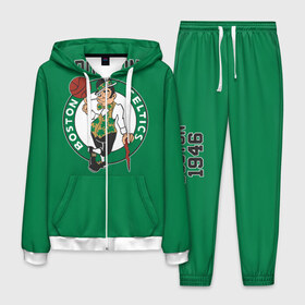 Мужской костюм 3D с принтом Boston Celtics в Новосибирске, 100% полиэстер | Манжеты и пояс оформлены тканевой резинкой, двухслойный капюшон со шнурком для регулировки, карманы спереди | boston | boston celtics | celtics | nba | баскетбол | бостон | нба | селтикс