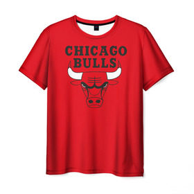 Мужская футболка 3D с принтом Chicago Bulls в Новосибирске, 100% полиэфир | прямой крой, круглый вырез горловины, длина до линии бедер | Тематика изображения на принте: bulls | chicago | chicago bulls | nba | баскетбол | буллз | нба | чикаго буллз