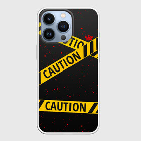 Чехол для iPhone 13 Pro с принтом Caution Style в Новосибирске,  |  | blood | caution | street | tape | urban | брызги | кровь | лента | опасный | скотч | улица | урбан