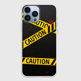 Чехол для iPhone 13 Pro Max с принтом Caution Style в Новосибирске,  |  | blood | caution | street | tape | urban | брызги | кровь | лента | опасный | скотч | улица | урбан