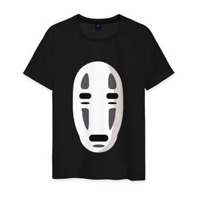 Мужская футболка хлопок с принтом Безликий Бог Каонаси_2 в Новосибирске, 100% хлопок | прямой крой, круглый вырез горловины, длина до линии бедер, слегка спущенное плечо. | аниме | миядзаки | унесенные призраками
