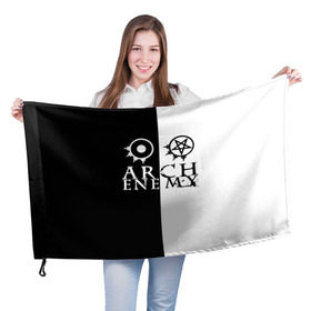 Флаг 3D с принтом Arch Enemy в Новосибирске, 100% полиэстер | плотность ткани — 95 г/м2, размер — 67 х 109 см. Принт наносится с одной стороны | arch enemy | арх | архэнеми | арч | арчэнеми | энеми