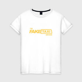 Женская футболка хлопок с принтом FakeTaxi в Новосибирске, 100% хлопок | прямой крой, круглый вырез горловины, длина до линии бедер, слегка спущенное плечо | 