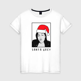 Женская футболка хлопок с принтом Sasha Grey (Santa) в Новосибирске, 100% хлопок | прямой крой, круглый вырез горловины, длина до линии бедер, слегка спущенное плечо | brazzers | sasha gray | sasha grey | бразерс | браззерс | саша грей | саша грэй
