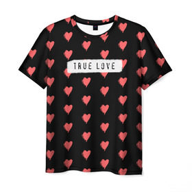 Мужская футболка 3D с принтом True Love в Новосибирске, 100% полиэфир | прямой крой, круглый вырез горловины, длина до линии бедер | 14 февраля | love | valentine | день святого валентина | любовь | сердечки