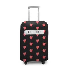 Чехол для чемодана 3D с принтом True Love в Новосибирске, 86% полиэфир, 14% спандекс | двустороннее нанесение принта, прорези для ручек и колес | 14 февраля | love | valentine | день святого валентина | любовь | сердечки