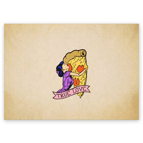 Поздравительная открытка с принтом Настоящая любовь в Новосибирске, 100% бумага | плотность бумаги 280 г/м2, матовая, на обратной стороне линовка и место для марки
 | 14 февраля | antivalentine | love | pizza | valentine | день святого валентина | любовь | пицца