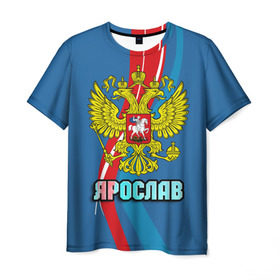 Мужская футболка 3D с принтом Герб Ярослав в Новосибирске, 100% полиэфир | прямой крой, круглый вырез горловины, длина до линии бедер | герб | имена | орел | патриот | россия | страна | ярик | ярослав