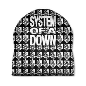 Шапка 3D с принтом System of a Down в Новосибирске, 100% полиэстер | универсальный размер, печать по всей поверхности изделия | soad | soil | system of a down | группа | дав | дарон малакян | джон долмаян | метал | ню | оф | рок | серж танкян | систем | соад | сод | соэд | шаво одаджян | э доун