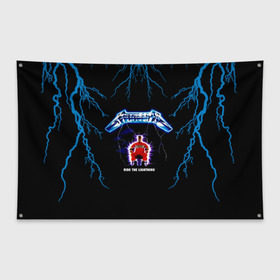 Флаг-баннер с принтом Metallica ride the lightning в Новосибирске, 100% полиэстер | размер 67 х 109 см, плотность ткани — 95 г/м2; по краям флага есть четыре люверса для крепления | metallica | группа | джеймс хэтфилд | кирк хэмметт | ларс ульрих | метал | металика | металлика | миталика | музыка | роберт трухильо | рок | трэш | трэшметал | хард | хардрок | хеви | хевиметал