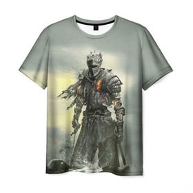 Мужская футболка 3D с принтом Dark Souls в Новосибирске, 100% полиэфир | прямой крой, круглый вырез горловины, длина до линии бедер | dark | souls | дракон | души | игра | лордран | темные
