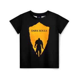 Детская футболка 3D с принтом Dark Souls в Новосибирске, 100% гипоаллергенный полиэфир | прямой крой, круглый вырез горловины, длина до линии бедер, чуть спущенное плечо, ткань немного тянется | dark | souls | дракон | души | игра | лордран | темные
