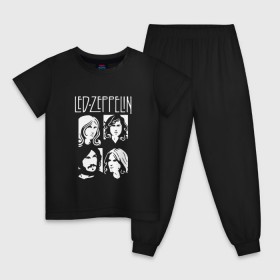 Детская пижама хлопок с принтом Группа Led Zeppelin в Новосибирске, 100% хлопок |  брюки и футболка прямого кроя, без карманов, на брюках мягкая резинка на поясе и по низу штанин
 | led | led zeppelin | блюз | группа | джимми пейдж | джон генри бонэм | джон пол джонс | лед зепелен | лед зеппелин | метал | роберт плант | рок | тяжелый | фолк | хард | хардрок | хеви | хевиметал