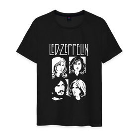 Мужская футболка хлопок с принтом Группа Led Zeppelin в Новосибирске, 100% хлопок | прямой крой, круглый вырез горловины, длина до линии бедер, слегка спущенное плечо. | led | led zeppelin | блюз | группа | джимми пейдж | джон генри бонэм | джон пол джонс | лед зепелен | лед зеппелин | метал | роберт плант | рок | тяжелый | фолк | хард | хардрок | хеви | хевиметал