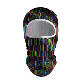 Балаклава 3D с принтом Цветная иллюзия в Новосибирске, 100% полиэстер, ткань с особыми свойствами — Activecool | плотность 150–180 г/м2; хорошо тянется, но при этом сохраняет форму. Закрывает шею, вокруг отверстия для глаз кайма. Единый размер | глитч | глич | линии | полосы | разноцветный