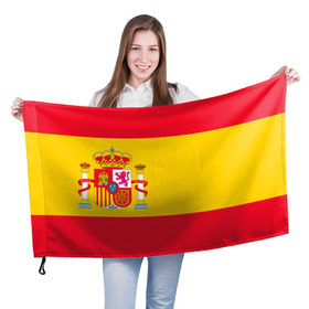 Флаг 3D с принтом Флаг сборной Испании в Новосибирске, 100% полиэстер | плотность ткани — 95 г/м2, размер — 67 х 109 см. Принт наносится с одной стороны | испания | флаг испании
