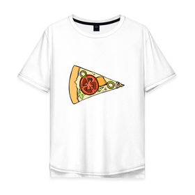 Мужская футболка хлопок Oversize с принтом Кусочек пиццы в Новосибирске, 100% хлопок | свободный крой, круглый ворот, “спинка” длиннее передней части | 14 февраля | love | pizza | valentine | любовь