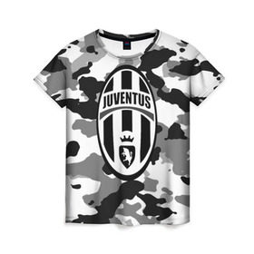 Женская футболка 3D с принтом FC Juventus Camouflage в Новосибирске, 100% полиэфир ( синтетическое хлопкоподобное полотно) | прямой крой, круглый вырез горловины, длина до линии бедер | football | italia | juve | juventus | logo | sport | арт | италия | лига | лого | спорт | текстура | фк | футбол | футбольный клуб | эмблема | ювентус