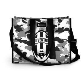 Сумка-шоппер 3D с принтом FC Juventus Camouflage в Новосибирске, 100% полиэстер | застегивается на металлическую кнопку; внутренний карман застегивается на молнию. Стенки укреплены специальным мягким материалом, чтобы защитить содержимое от несильных ударов
 | football | italia | juve | juventus | logo | sport | арт | италия | лига | лого | спорт | текстура | фк | футбол | футбольный клуб | эмблема | ювентус