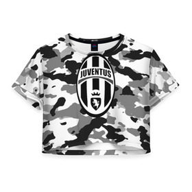 Женская футболка 3D укороченная с принтом FC Juventus Camouflage в Новосибирске, 100% полиэстер | круглая горловина, длина футболки до линии талии, рукава с отворотами | football | italia | juve | juventus | logo | sport | арт | италия | лига | лого | спорт | текстура | фк | футбол | футбольный клуб | эмблема | ювентус