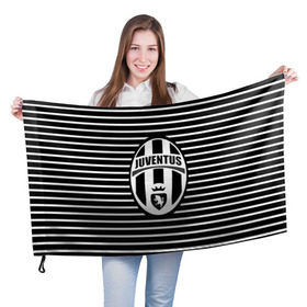 Флаг 3D с принтом Juventus в Новосибирске, 100% полиэстер | плотность ткани — 95 г/м2, размер — 67 х 109 см. Принт наносится с одной стороны | 