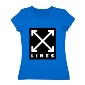 Женская футболка хлопок с принтом White Lines Arrows в Новосибирске, 100% хлопок | прямой крой, круглый вырез горловины, длина до линии бедер, слегка спущенное плечо | 